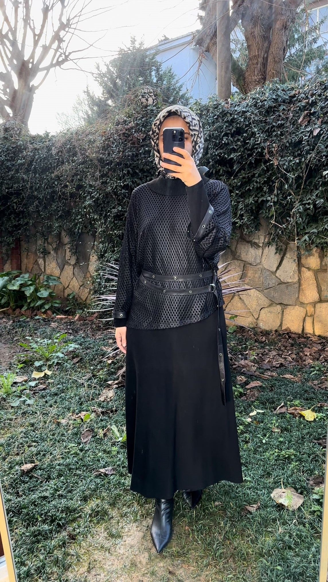 File Detaylı Triko Elbise