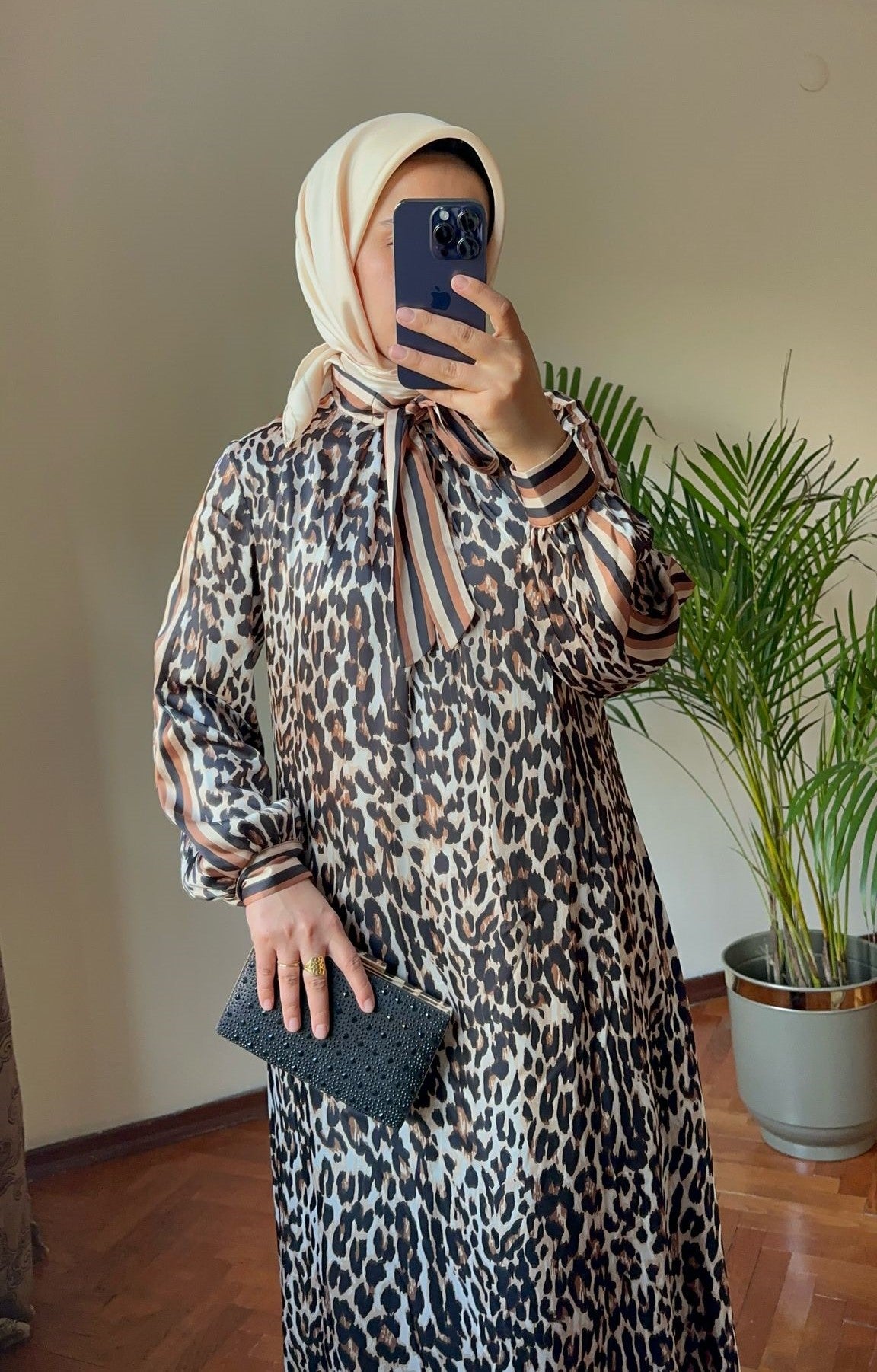 Leopar Desenli Elbise