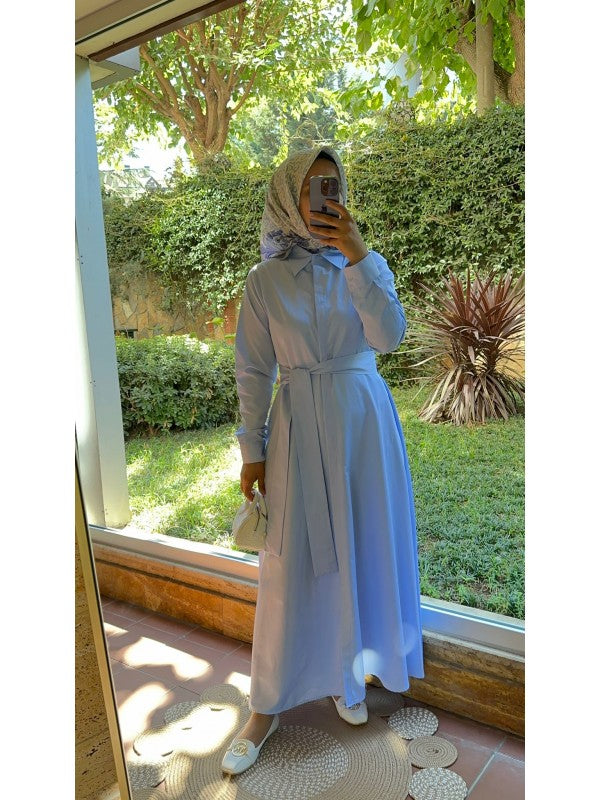 Gömlek Elbise Açık Mavi