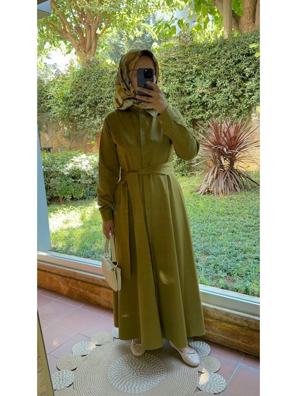Gömlek Elbise Yağ Yeşili
