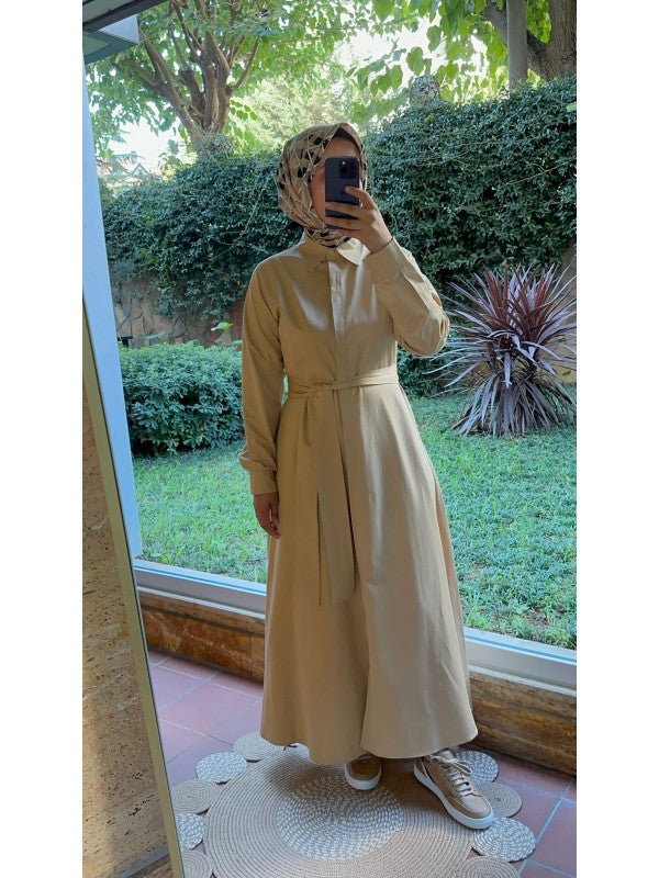 Gömlek Elbise Camel